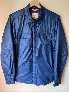SWIMS Men's Navy Lightweight Shirt Jacket with Burgundy Interior Size M